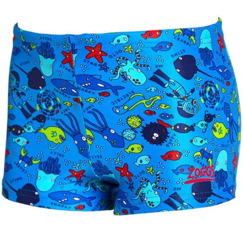 Zoggs Boys Sea Life Hip Racer Swim Shorts Blue